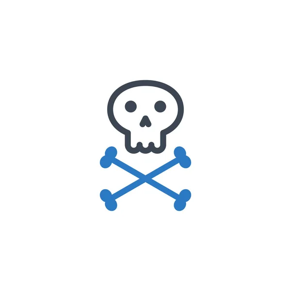 Skull and bones related vector glyph icon. — Stock Vector