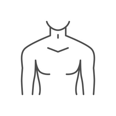 Erkek gövdesi bağlantılı vektör ince çizgi simgesi.