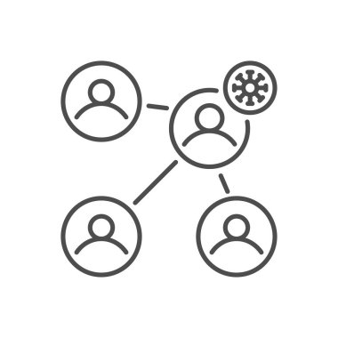 Virüs İletimi bağlantılı vektör ince çizgi simgesi.