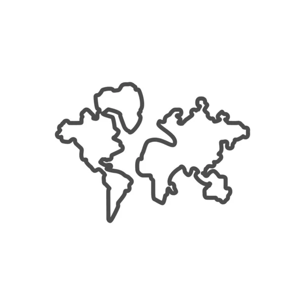 Dünya haritasıyla ilgili ince çizgi ikonu. — Stok Vektör