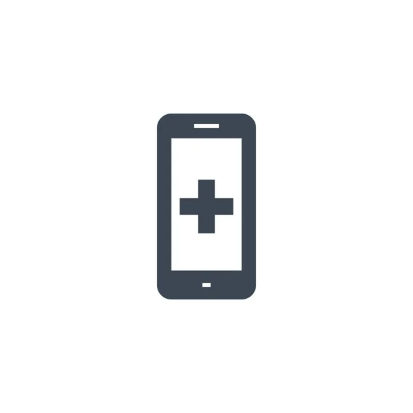 Smartphone med medicinsk App relaterade vektor glyf ikon. — Stock vektor