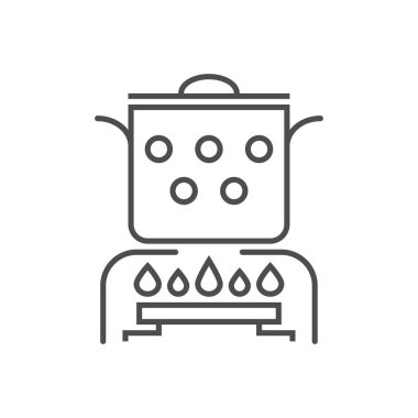 Sıcak yemek pişirme ile ilgili vektör ince çizgi simgesi