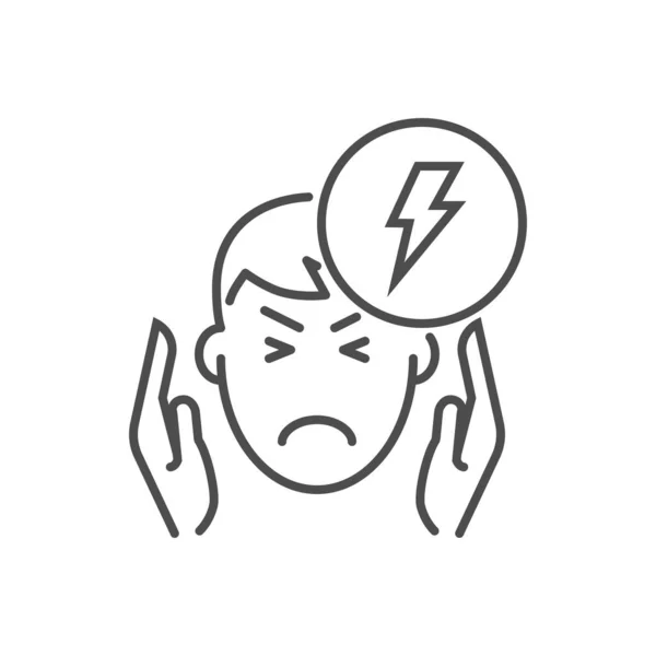 Icona della linea sottile del vettore correlata al mal di testa. — Vettoriale Stock
