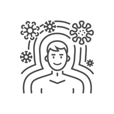 Bağışıklık bağlantılı vektör ince çizgi simgesi.