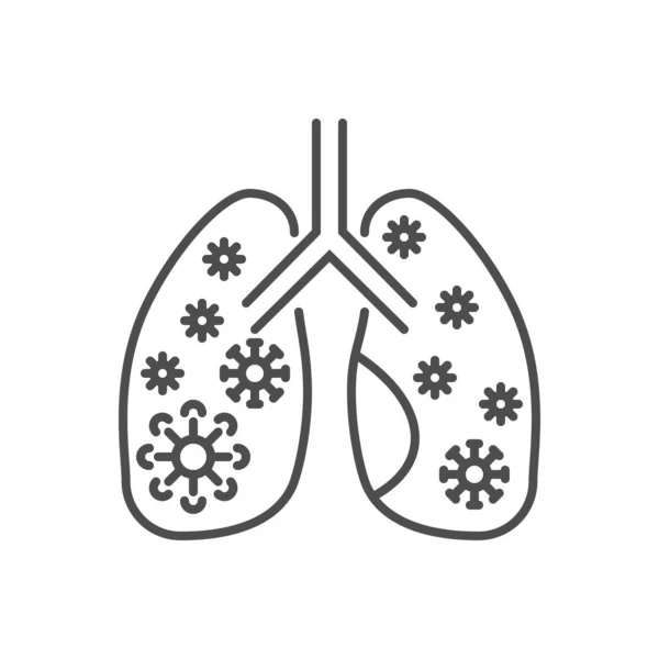 Infecção pulmonar vetor relacionado ícone de linha fina. — Vetor de Stock