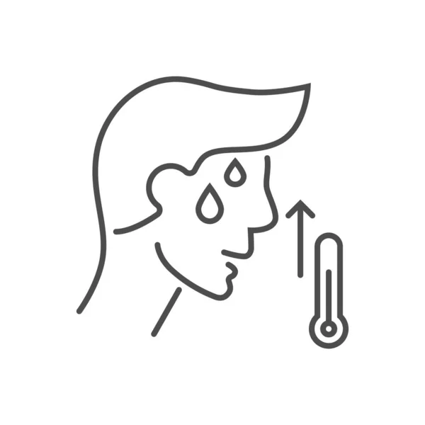 Icono de línea delgada vector relacionado con alta temperatura corporal — Vector de stock