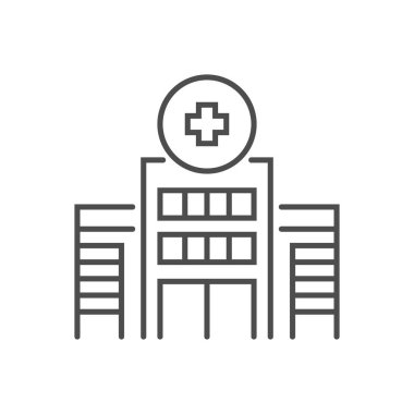 Hastane Binası ilgili vektör ince çizgi simgesi