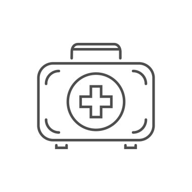 İlk yardım kiti ile ilgili vektör ince çizgi simgesi