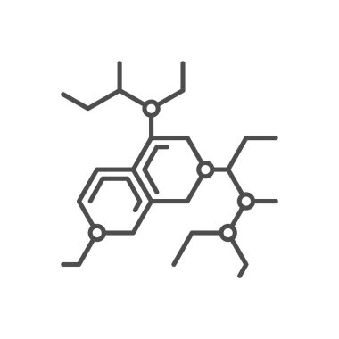 Molekül bağlantılı vektör ince çizgi simgesi.