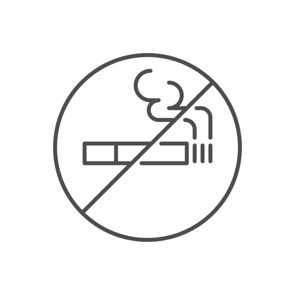 Proibição de fumar sinal relacionado vetor ícone de linha fina. —  Vetores de Stock