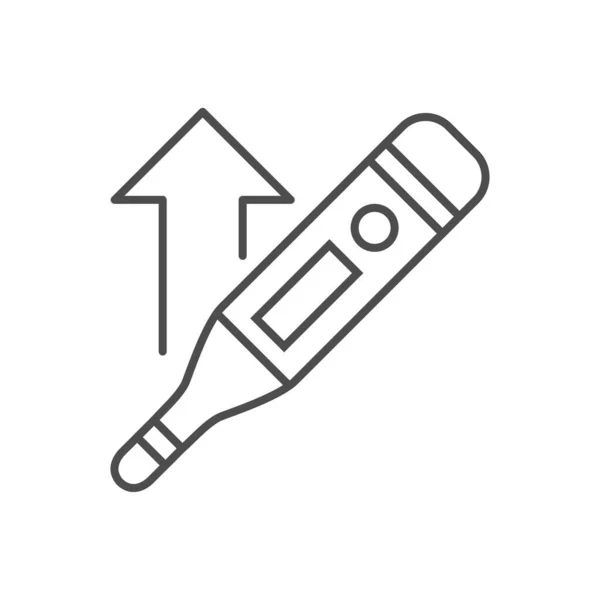 Termómetro electrónico con un icono de línea delgada vectorial relacionado con alta temperatura . — Archivo Imágenes Vectoriales