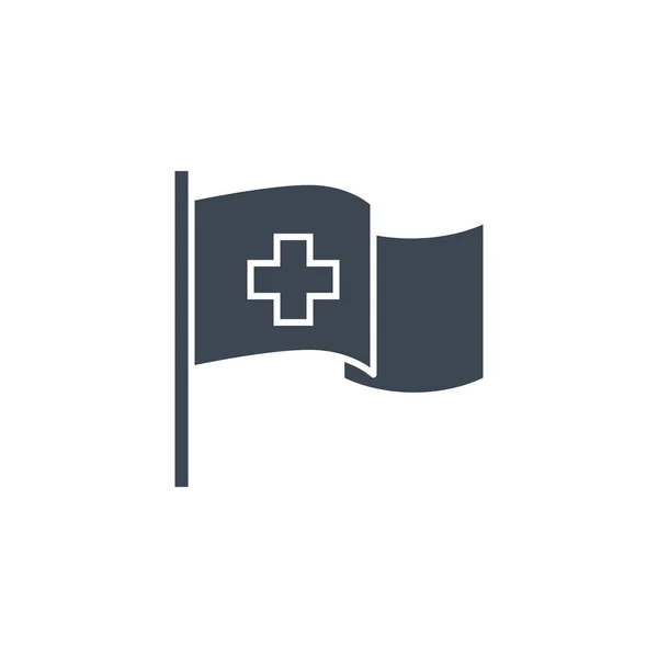 Bandeira médica relacionado ícone de glifo vetorial. — Vetor de Stock