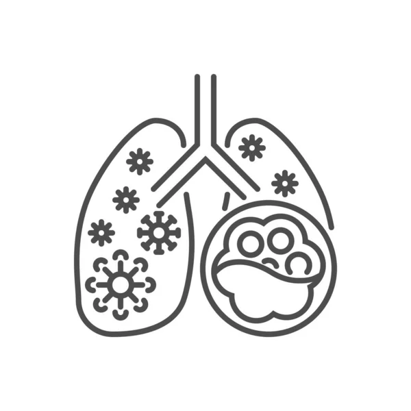 Icône de ligne mince vectorielle liée à la pneumonie. — Image vectorielle