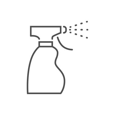 Tıbbi sprey dezenfekte ile ilgili vektör ince çizgi simgesi.