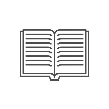 Kitap ilgili vektör ince çizgi simgesi.