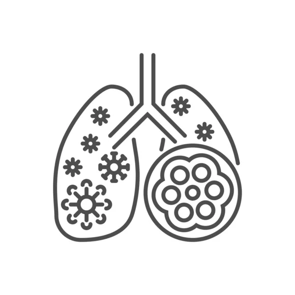 Icône de ligne mince vectorielle liée à la pneumonie. — Image vectorielle