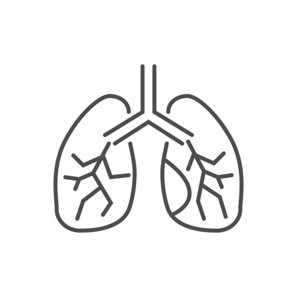 肺関連ベクトル細い線のアイコン — ストックベクタ