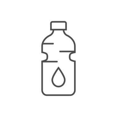 Bir şişe suyla ilgili vektör ince çizgi simgesi.