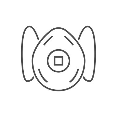 FFP2 tıbbi maske ile ilgili vektör ince çizgi simgesi.