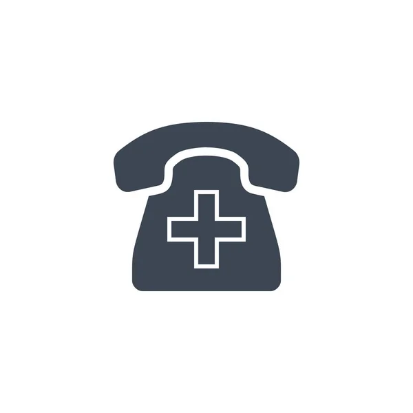 Teléfono de emergencia relacionado icono de glifo vectorial. — Vector de stock