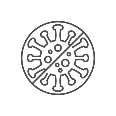 Anti Coronavirus bağlantılı vektör ince çizgi simgesi.