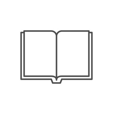 Kitap ilgili vektör ince çizgi simgesi.