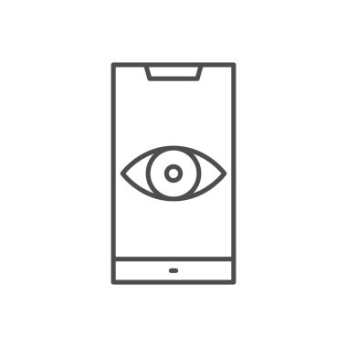 Gözetim akıllı telefon vektör ince çizgi simgesi.