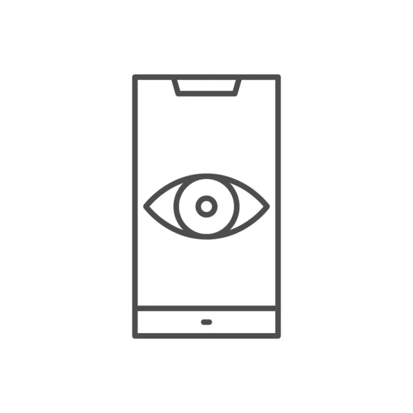 Icône de ligne mince vectorielle smartphone surveillance . — Image vectorielle