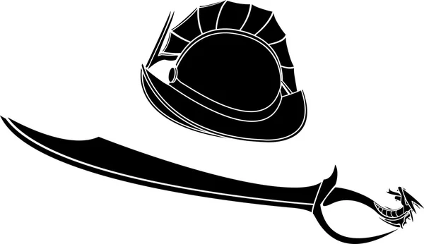 Fantaisie gladiateurs casque et épée — Image vectorielle
