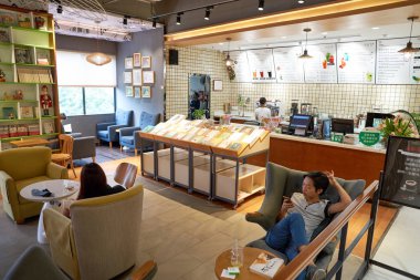 Bir kitap mağazası Cafe'de