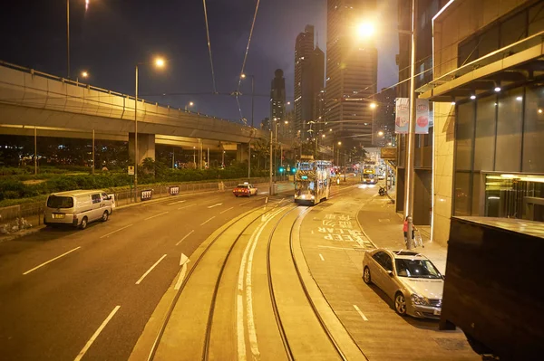 Hong Kong om natten – stockfoto