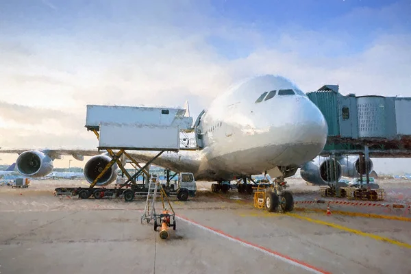 Aircraft on tarmac in Frankfurt Airport — Stock Photo, Image