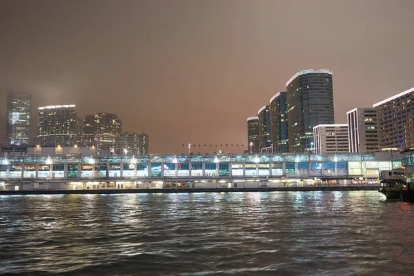 Paesaggio urbano di notte Hong Kong — Foto Stock