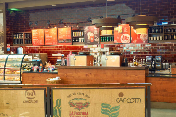 DUBAI - CIRCA NOVEMBER, 2016: Starbucks cafe interior at Dubai International Airport