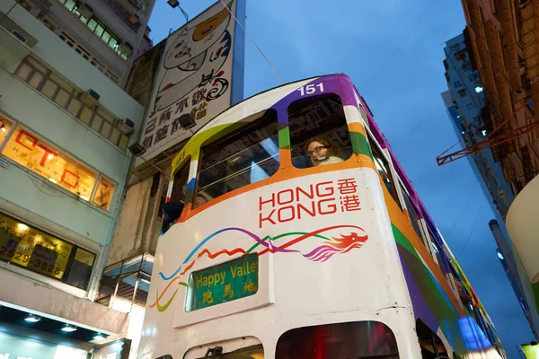 Comboio de dois andares em Hong Kong — Fotografia de Stock