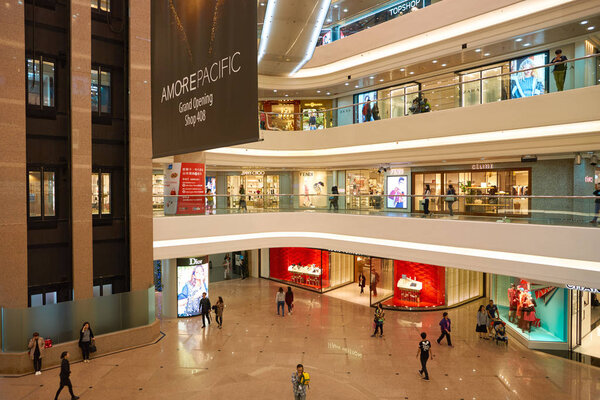 HONG KONG - CIRCA NOVEMBER, 2016: inside a shopping center in Hong Kong. Hong Kong shopping centers are some of the biggest and most impressive in the world