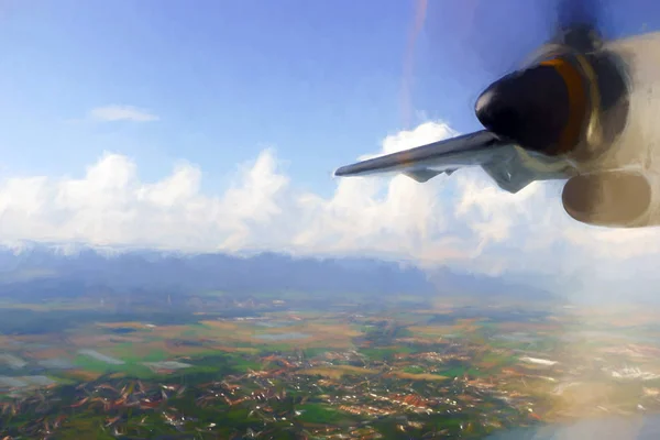 Vista de aeronaves turbo-hélice — Fotografia de Stock