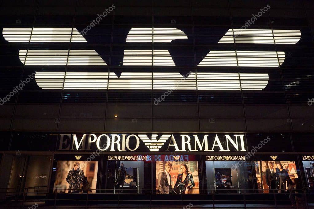 HONG KONG - OCTOBER 25, 2015: Emporio Armani sign on a builing in Hong Kong