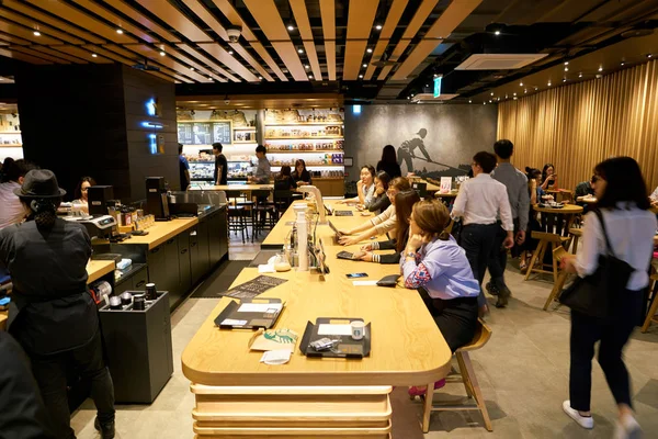 Stock image inside Starbucks in Seoul.