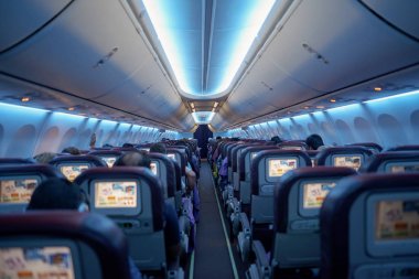 Kuala Lumpur, Malezya - 12 Nisan 2014: İçinde Malezya Havayolları Boeing 737. Malezya Havayolları uçuşlar Kuala Lumpur Uluslararası Havaalanı'ndan bir büyük havayolu şirketidir.