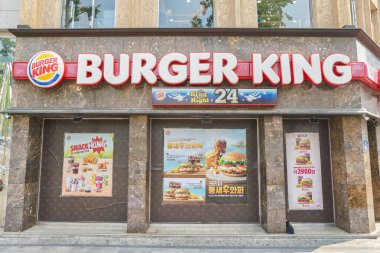Seoul, Seoul, Güney Kore - Mayıs, 2017 yaklaşık: Burger King. Burger King hamburger fast food restoranlar Amerikan küresel zinciridir.