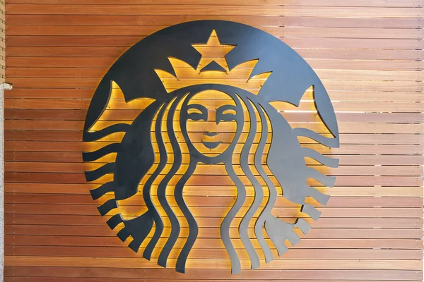 Pusan Jižní Korea Cca Květen 2017 Zblízka Záběr Starbucks Znamení — Stock fotografie