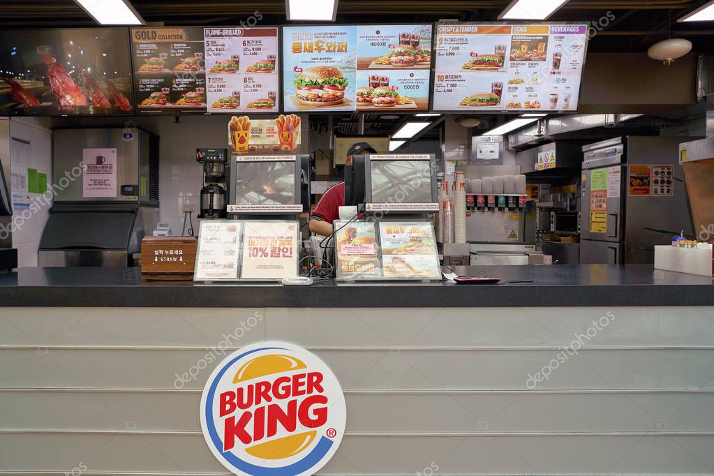 INCHEON, SOUTH KOREA - CIRCA MAY, 2017: Burger King at Incheon International Airport. Burger King is an American global chain of hamburger fast food restaurants.
