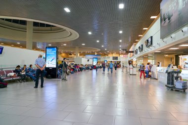 Rusya, Saint Petersburg - Ağustos, 2017 yaklaşık: Pulkovo Havalimanı içinde