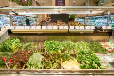 South Korea, Busan - 28 Mayıs 2017: Süper Market, Lotte mağazada Busan