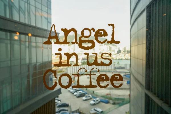 South Korea Busan May 2017 Close Angel Coffee Sign Lotte — Stock Photo, Image