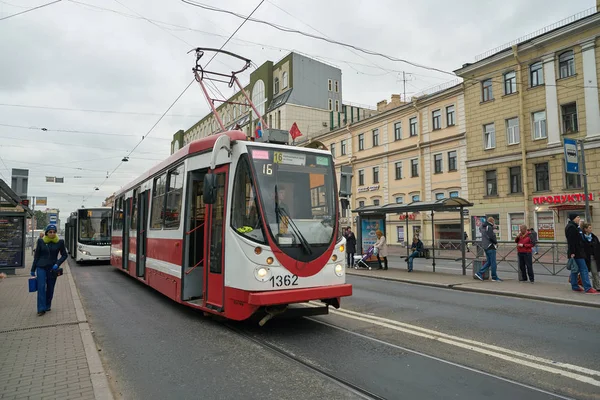 Россия Сент Петербург Circa September 2017 Трамвай Санкт Петербурге Днем — стоковое фото