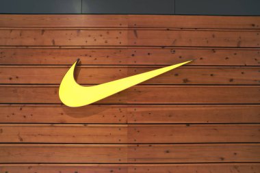South Korea, Busan - Mayıs, 2017 yaklaşık: Nike mağaza iz yakın çekim 