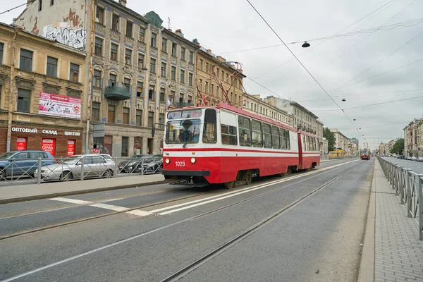 Россия Сент Петербург Circa September 2017 Трамвай Санкт Петербурге Днем — стоковое фото