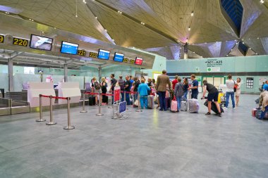 Rusya, Saint Petersburg - Ağustos, 2017 yaklaşık: Pulkovo Havalimanı içinde